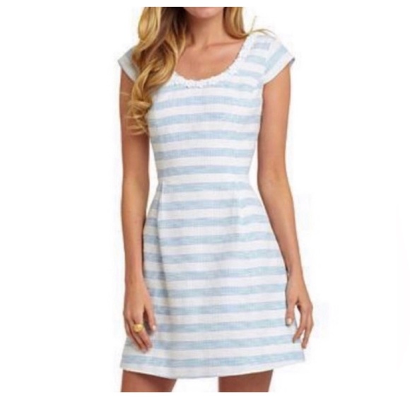 Lilly Pulitzer Rylan Dress Blue and White Stripes - Picture 1 of 11